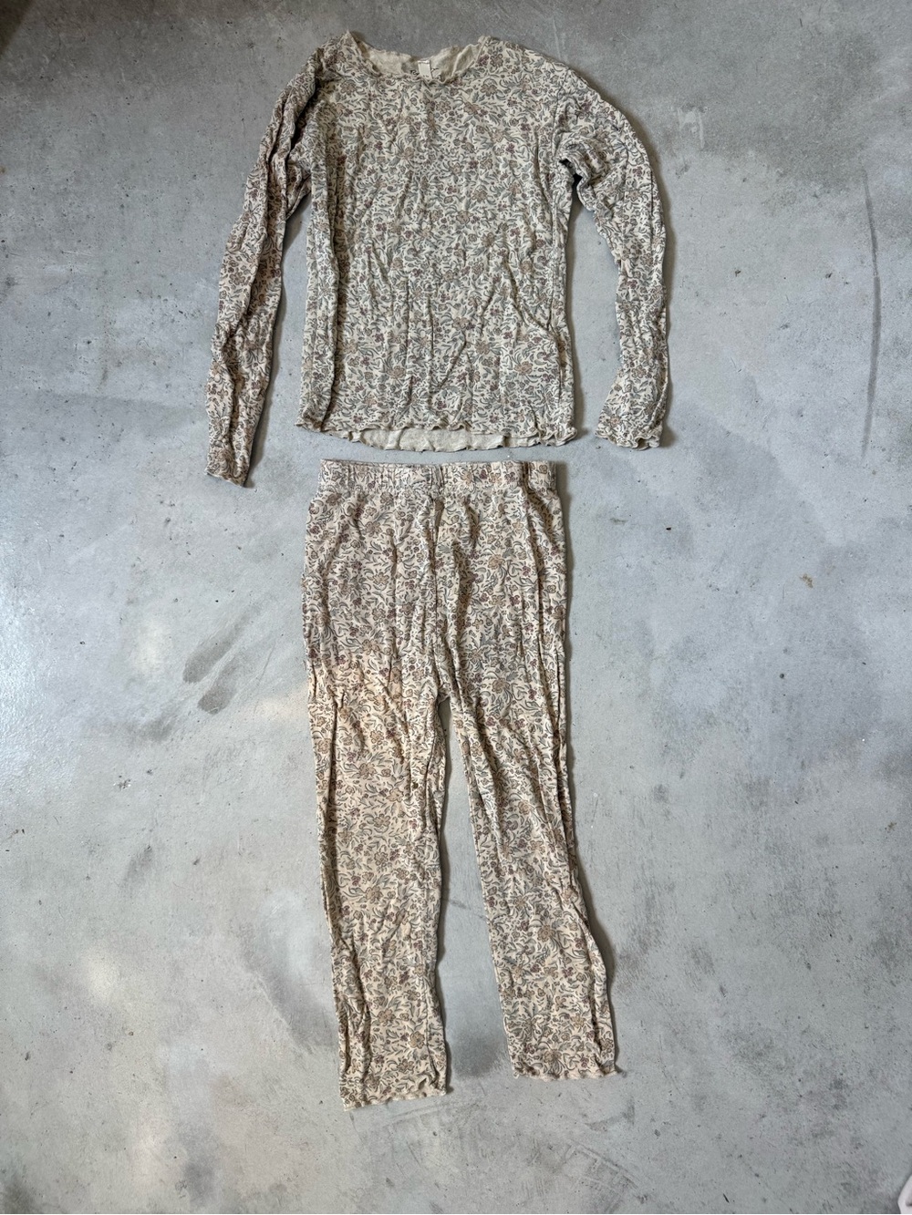 Rylee + Cru Cream and Tan Floral Kids Pajama Set